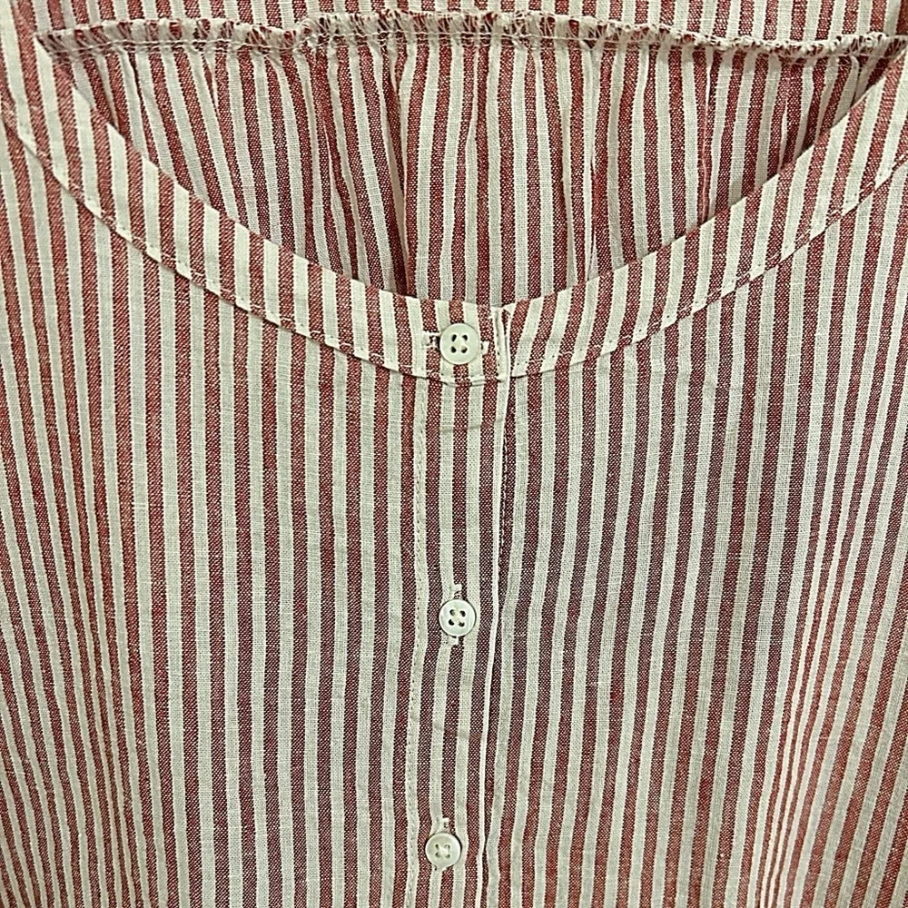 Tuckernuck Red Stripe Linen Kennedi Blouse Size Large Boxy Preppy - Picture 7 of 14